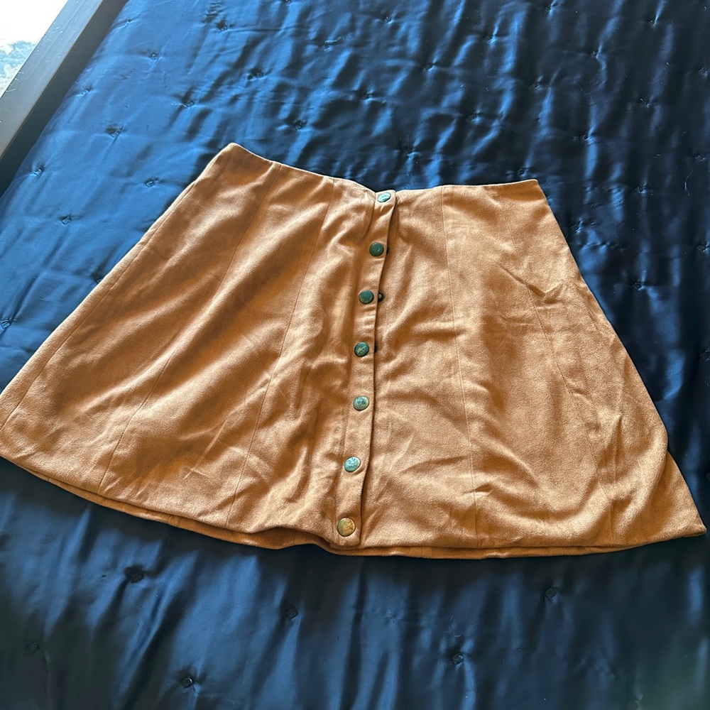 Tan Skirt with Button Detail